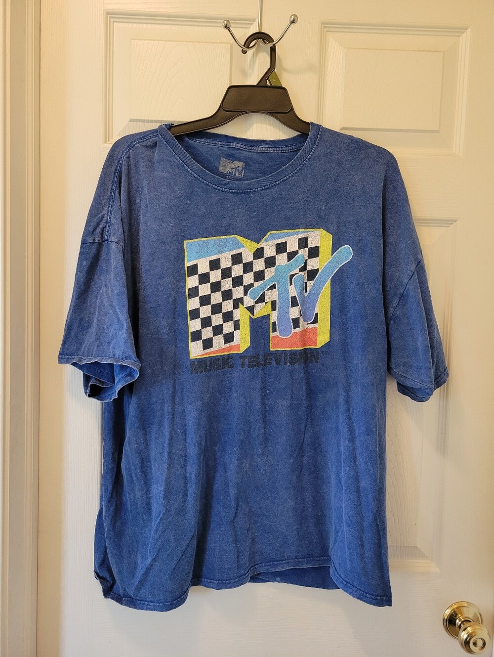 Mens Sz. 3XL MTV Multicolor Logo Blue Short Sleeve Tee